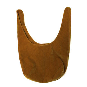 Merit Beauty Signature Tie Top Caramel Brown Pinwale Corduroy Makeup Bag